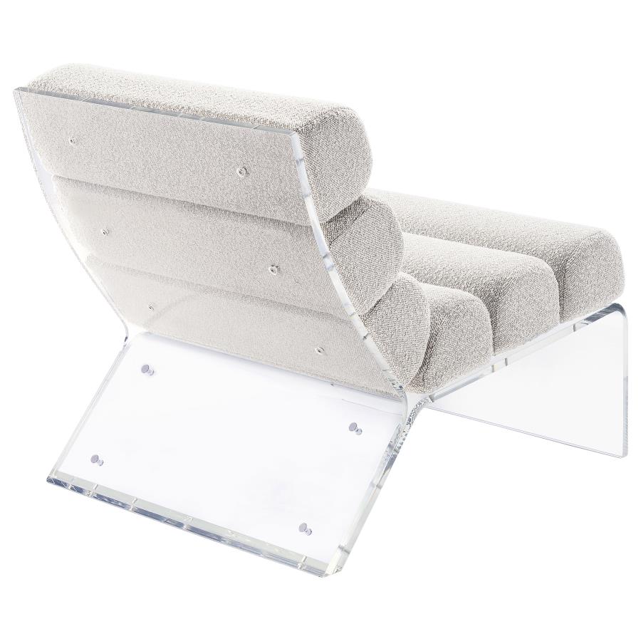 Serreta Boucle Upholstered Armless Acrylic Chair Ivory-8