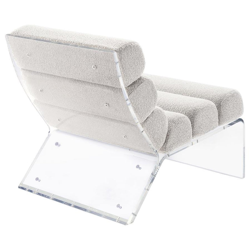 Serreta Boucle Upholstered Armless Acrylic Chair Ivory-zoom-