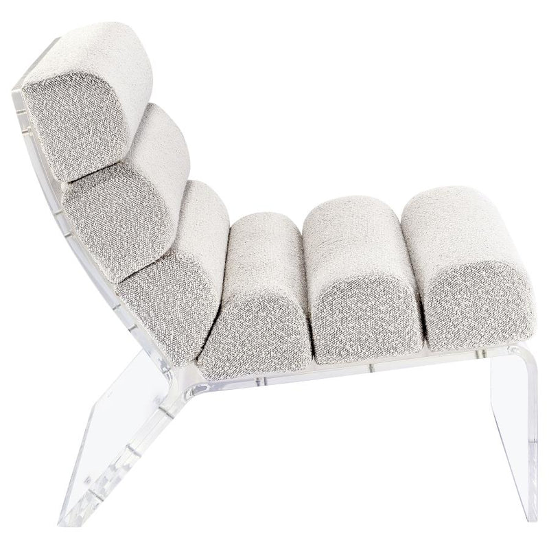 Serreta Boucle Upholstered Armless Acrylic Chair Ivory-zoom-