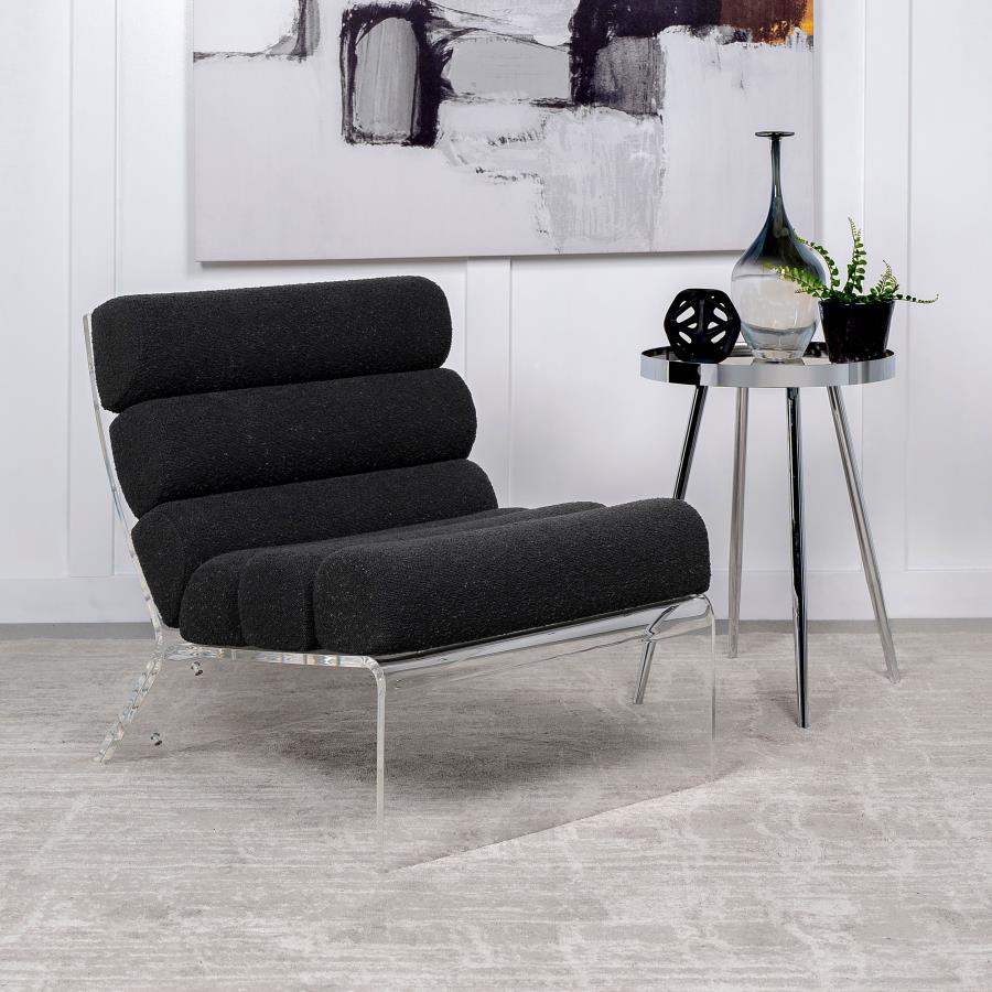 Serreta Boucle Upholstered Armless Acrylic Chair Black-zoom-2