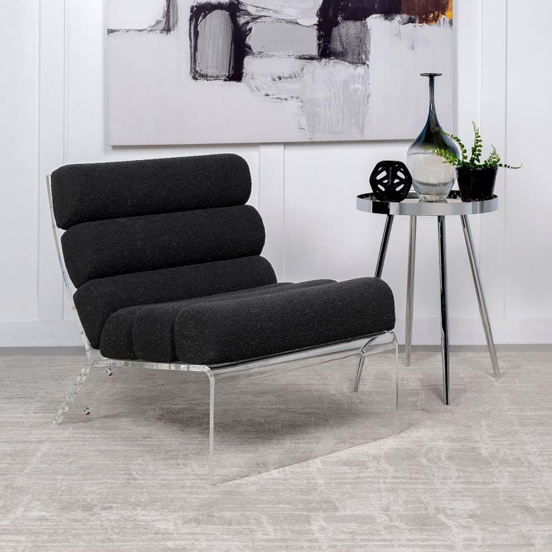 Serreta Boucle Upholstered Armless Acrylic Chair Black-zoom-