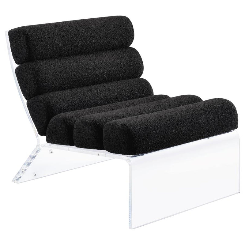 Serreta Boucle Upholstered Armless Acrylic Chair Black-zoom-