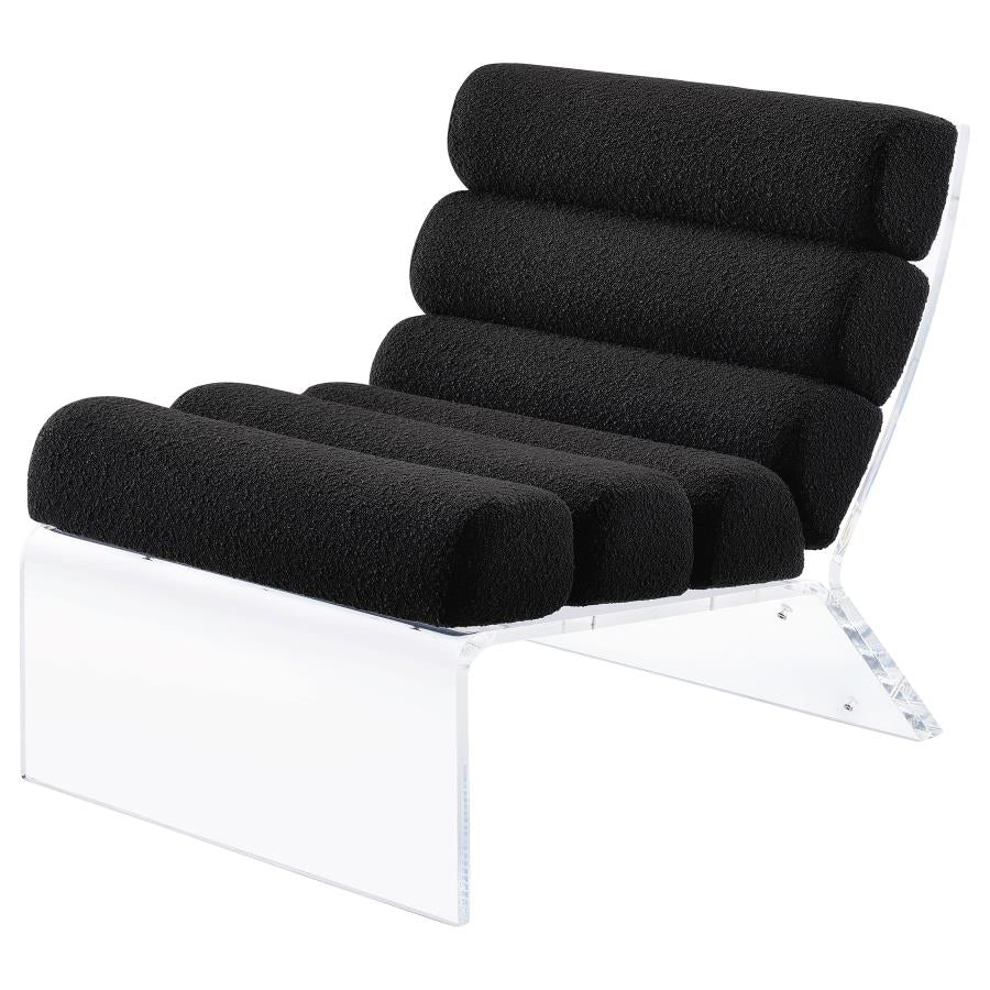 Serreta Boucle Upholstered Armless Acrylic Chair Black-zoom-4