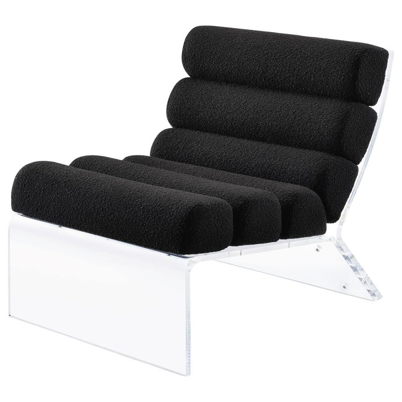 Serreta Boucle Upholstered Armless Acrylic Chair Black-zoom-