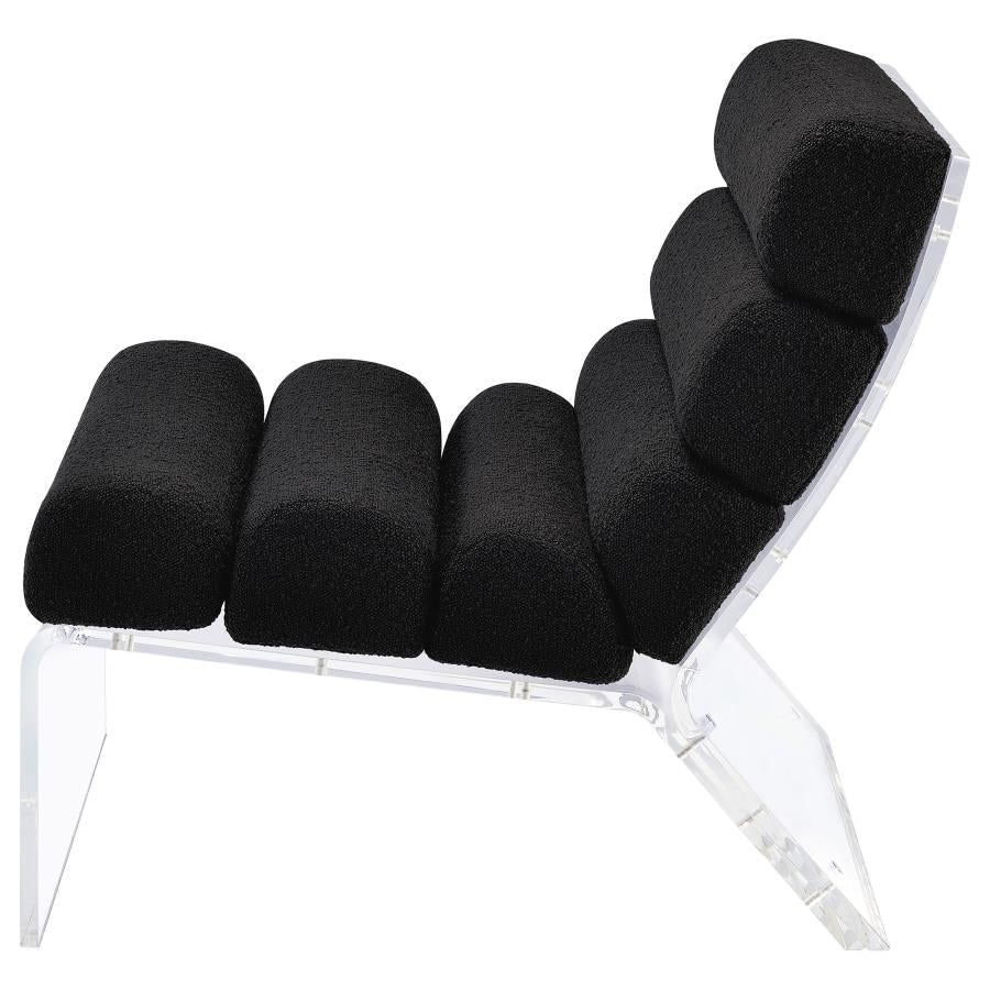 Serreta Boucle Upholstered Armless Acrylic Chair Black-zoom-5