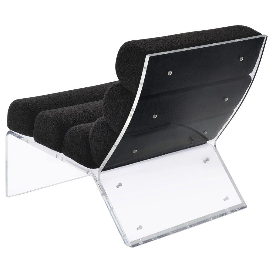 Serreta Boucle Upholstered Armless Acrylic Chair Black-zoom-6