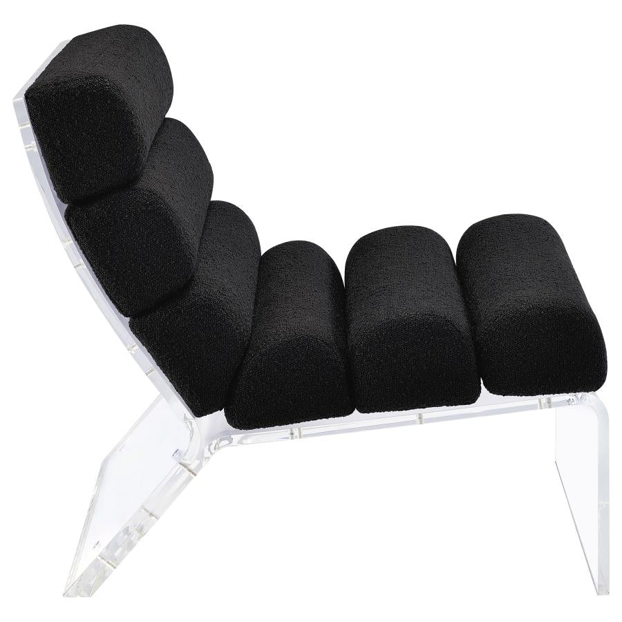 Serreta Boucle Upholstered Armless Acrylic Chair Black-9