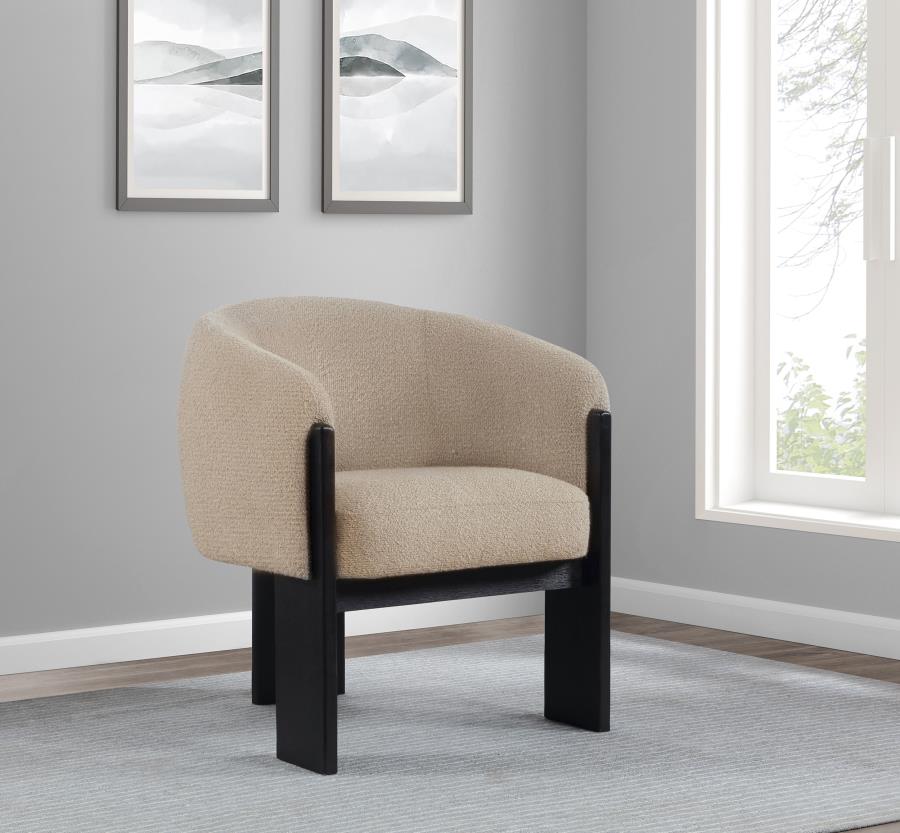 Valdez Boucle Upholstered Barrel Back Accent Chair Beige-2