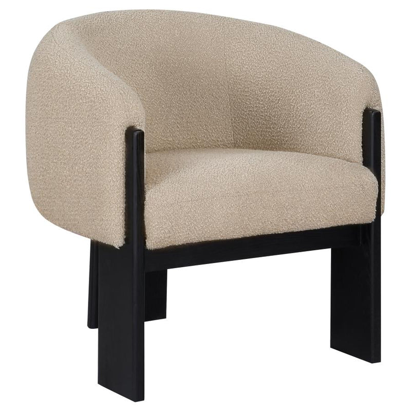 Valdez Boucle Upholstered Barrel Back Accent Chair Beige-zoom-