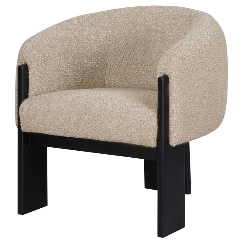 Valdez Boucle Upholstered Barrel Back Accent Chair Beige-zoom-