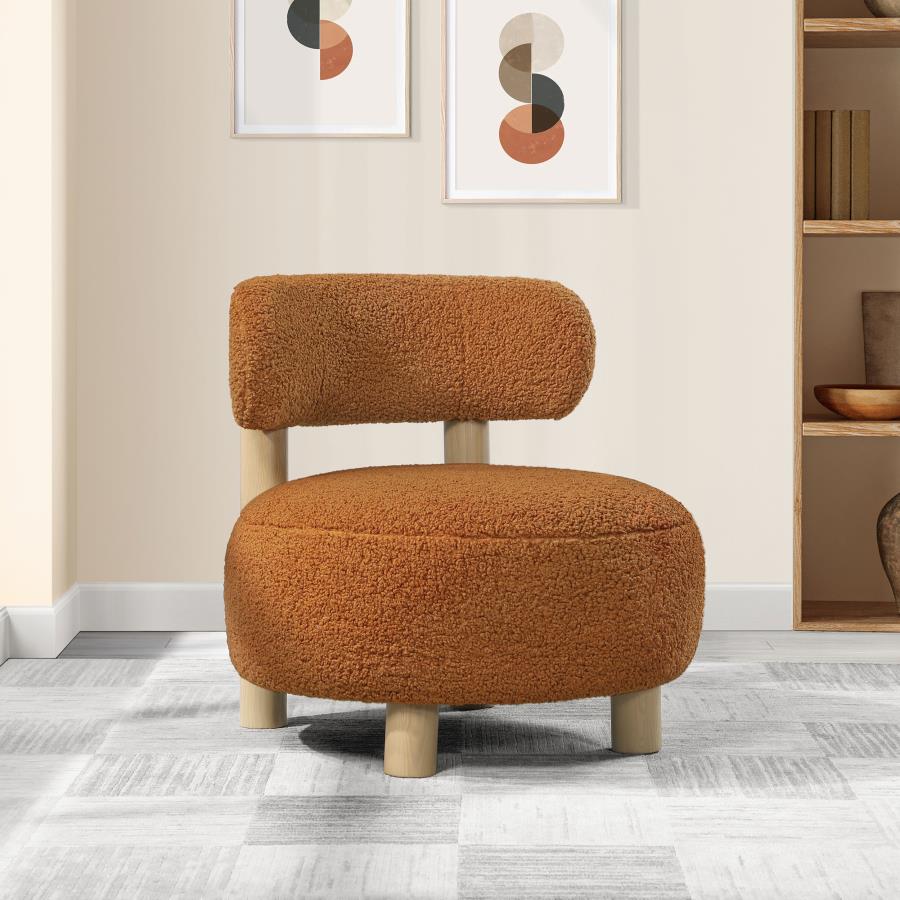 Zonie Boucle Upholstered Barrel Back Accent Chair Orange-2