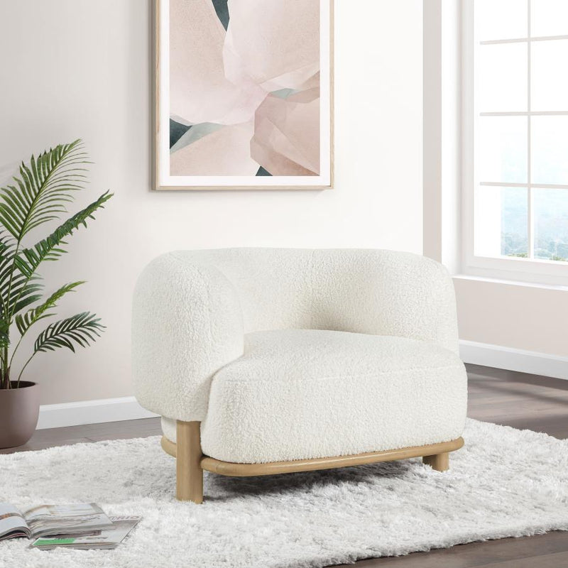 Lawler Upholstered Barrel Back Accent Chair Ivory and Natural-zoom-
