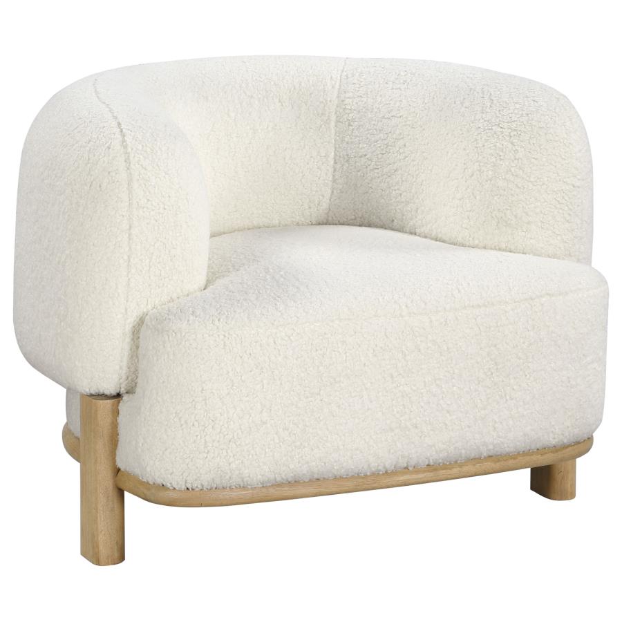 Lawler Upholstered Barrel Back Accent Chair Ivory and Natural-zoom-1