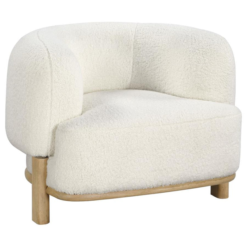 Lawler Upholstered Barrel Back Accent Chair Ivory and Natural-zoom-