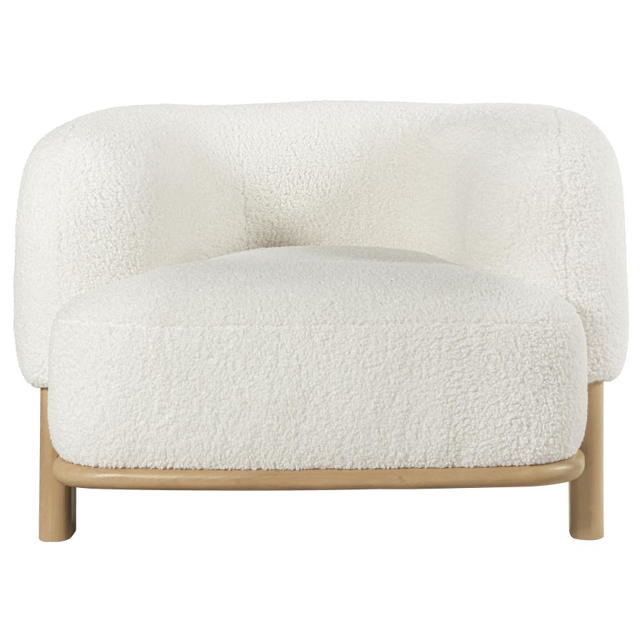 Lawler Upholstered Barrel Back Accent Chair Ivory and Natural-3