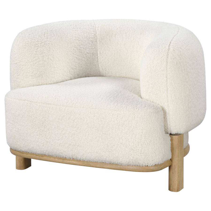 Lawler Upholstered Barrel Back Accent Chair Ivory and Natural-zoom-4