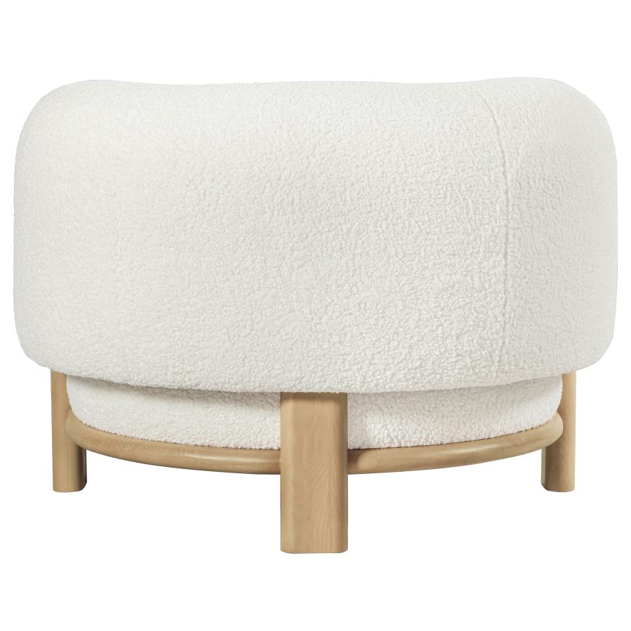 Lawler Upholstered Barrel Back Accent Chair Ivory and Natural-7