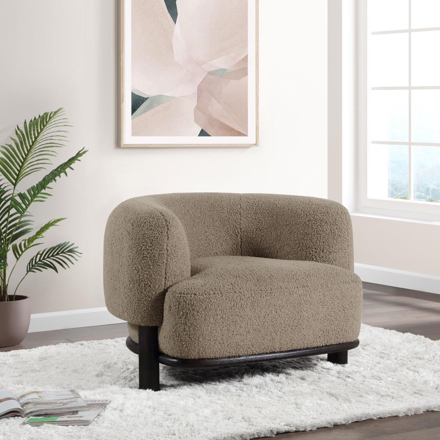 Lawler Upholstered Barrel Back Accent Chair Brown and Black-2