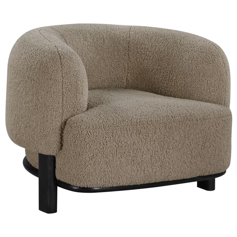 Lawler Upholstered Barrel Back Accent Chair Brown and Black-zoom-1