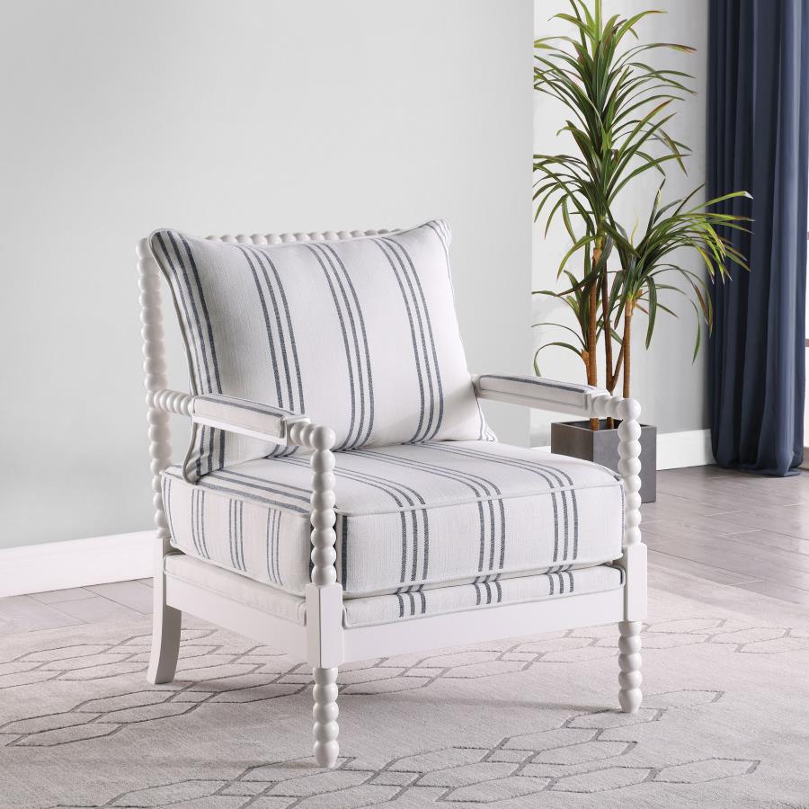 Blanchett Upholstered Bobbin Accent Chair White-zoom-2