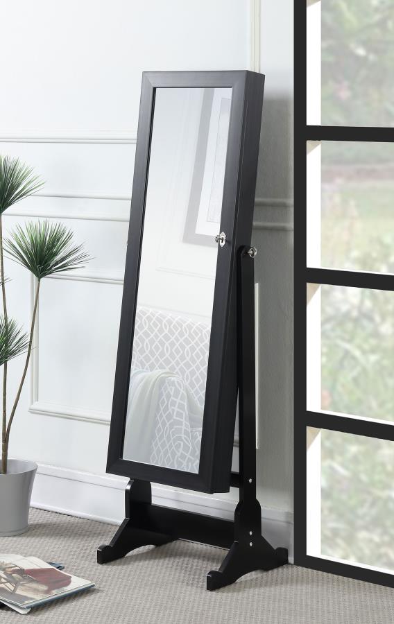 Tutuola Cheval Mirror with Jewelry Storage Black-2