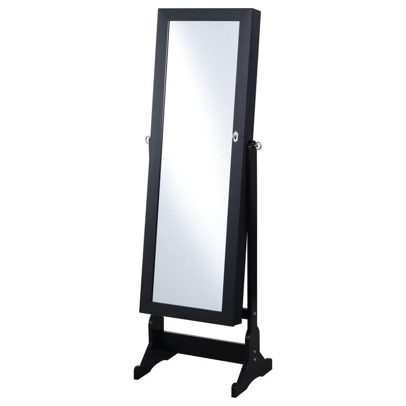 Tutuola Cheval Mirror with Jewelry Storage Black-zoom-