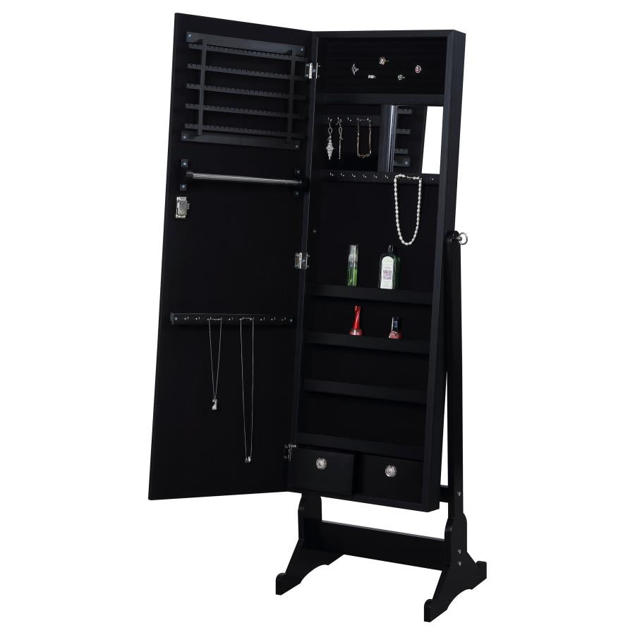 Tutuola Cheval Mirror with Jewelry Storage Black-zoom-4