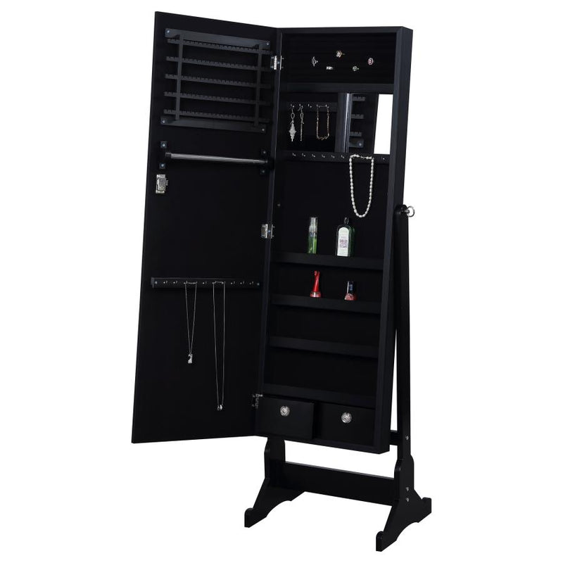 Tutuola Cheval Mirror with Jewelry Storage Black-zoom-