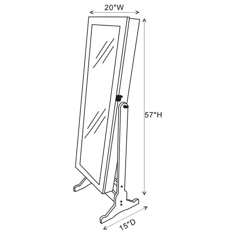 Tutuola Cheval Mirror with Jewelry Storage Black-zoom-