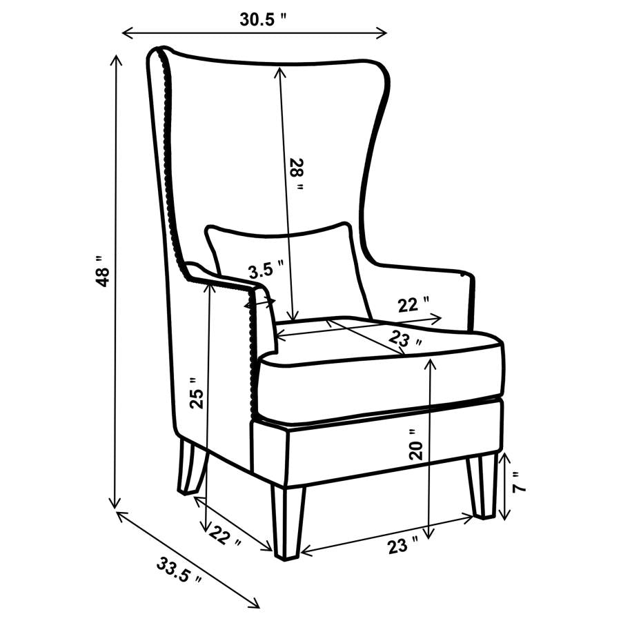 Pippin Upholstered High Wingback Accent Chair Latte-zoom-13