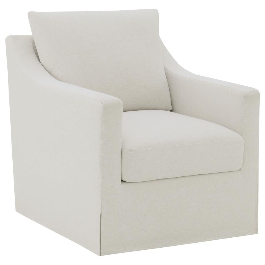 Winter Upholstered Sloped Arm Accent Swivel Chair Beige-zoom-1