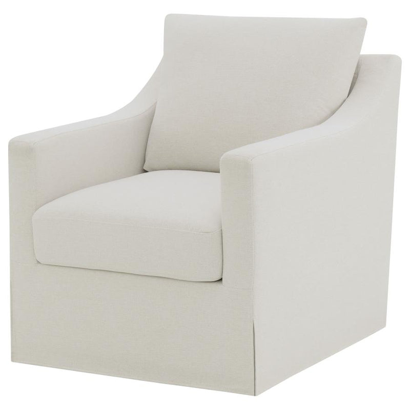 Winter Upholstered Sloped Arm Accent Swivel Chair Beige-zoom-