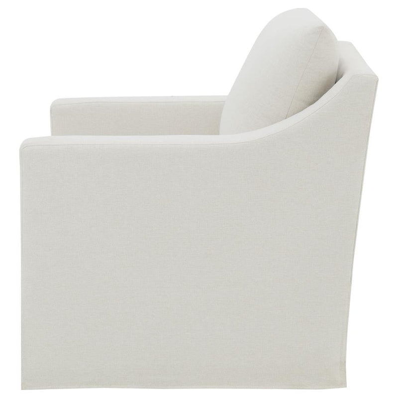 Winter Upholstered Sloped Arm Accent Swivel Chair Beige-zoom-