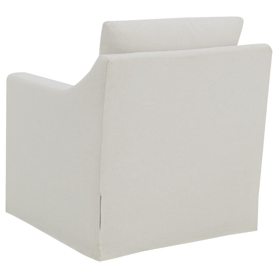 Winter Upholstered Sloped Arm Accent Swivel Chair Beige-zoom-6