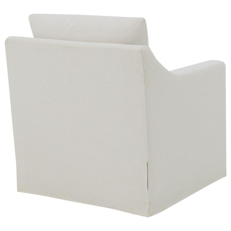 Winter Upholstered Sloped Arm Accent Swivel Chair Beige-zoom-