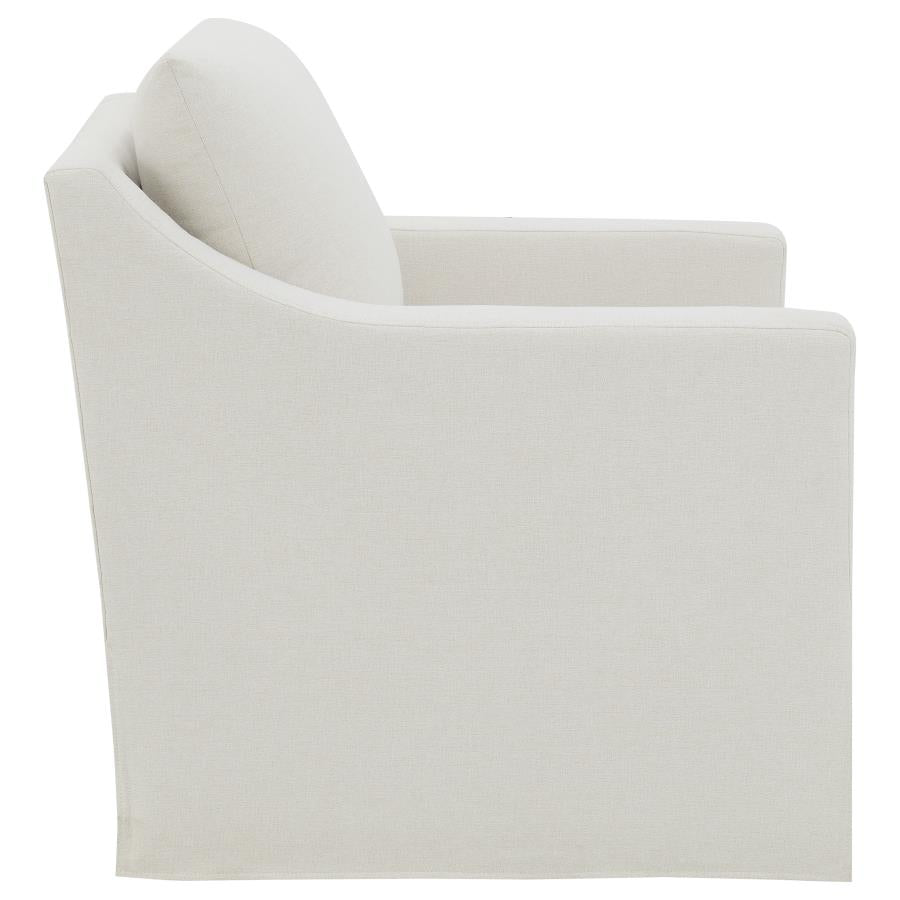 Winter Upholstered Sloped Arm Accent Swivel Chair Beige-8