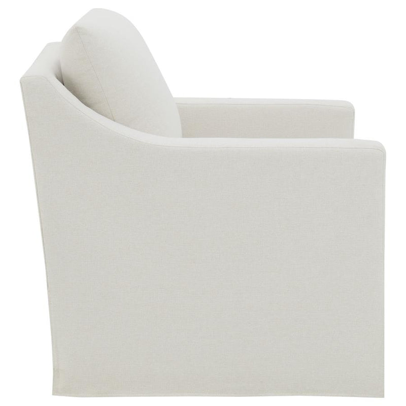 Winter Upholstered Sloped Arm Accent Swivel Chair Beige-zoom-