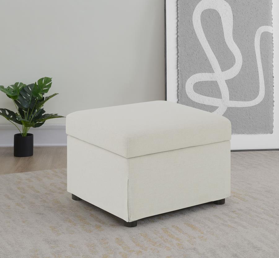 Winter Upholstered Hydraulic Lift Top Storage Ottoman Beige-zoom-2