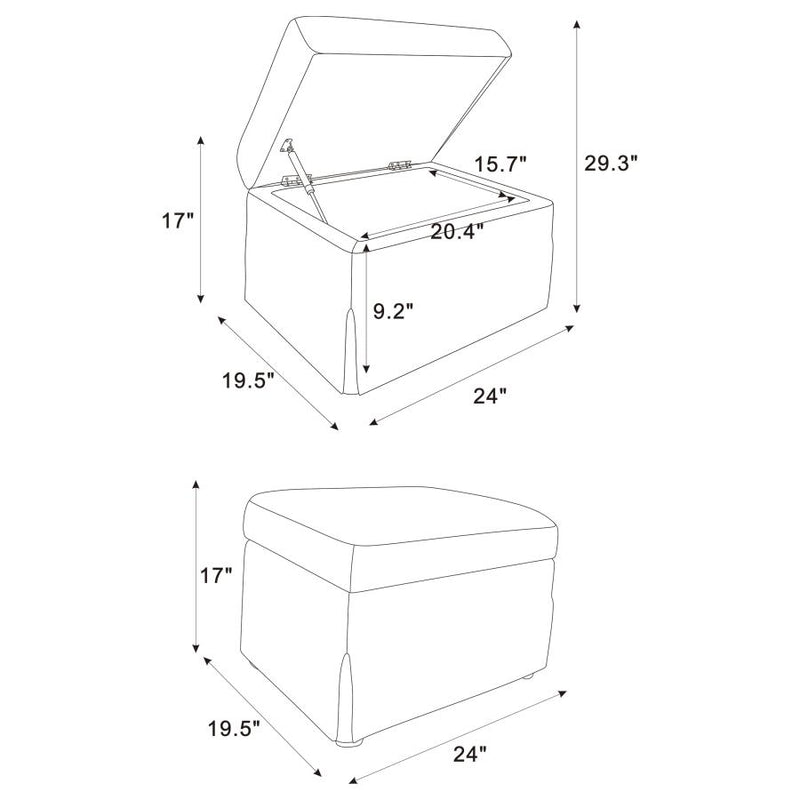 Winter Upholstered Hydraulic Lift Top Storage Ottoman Beige-zoom-