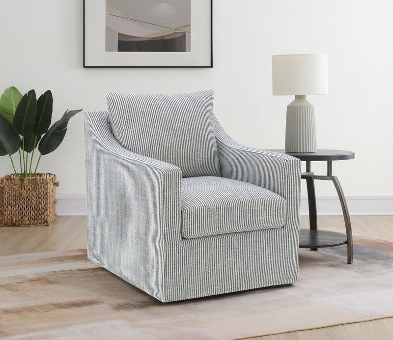 Winter Upholstered Sloped Arm Accent Swivel Chair Grey-zoom-