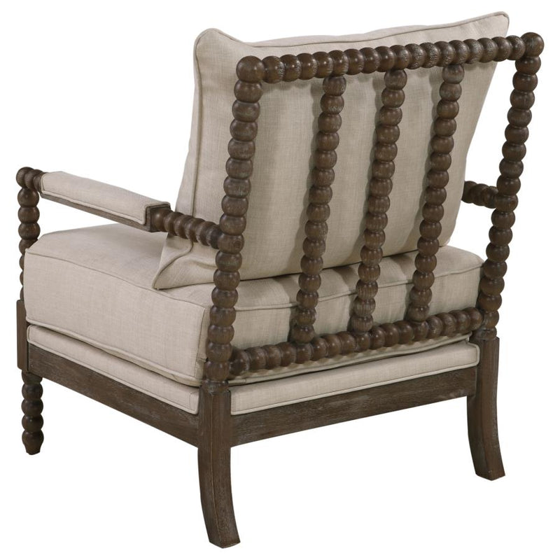 Blanchett Upholstered Bobbin Accent Chair Beige and Distressed Brown-zoom-