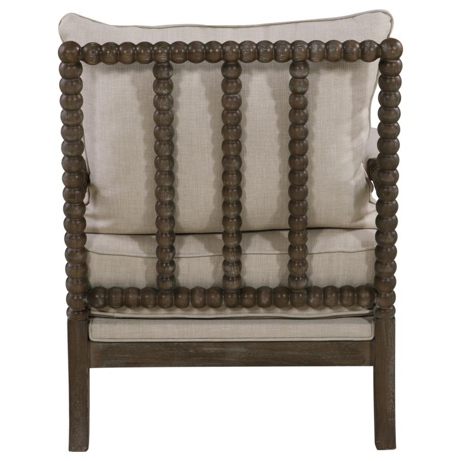 Blanchett Upholstered Bobbin Accent Chair Beige and Distressed Brown-7