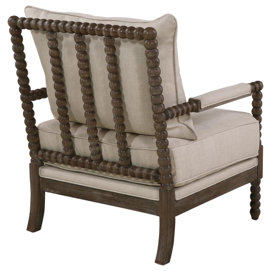 Blanchett Upholstered Bobbin Accent Chair Beige and Distressed Brown-zoom-8