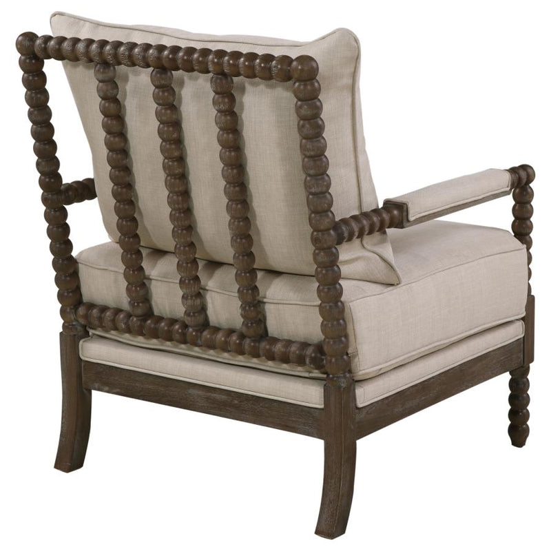 Blanchett Upholstered Bobbin Accent Chair Beige and Distressed Brown-zoom-