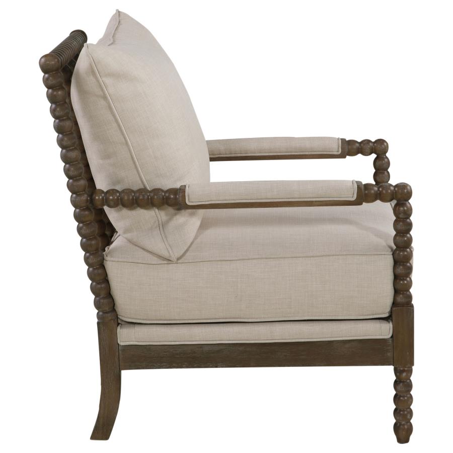Blanchett Upholstered Bobbin Accent Chair Beige and Distressed Brown-zoom-9