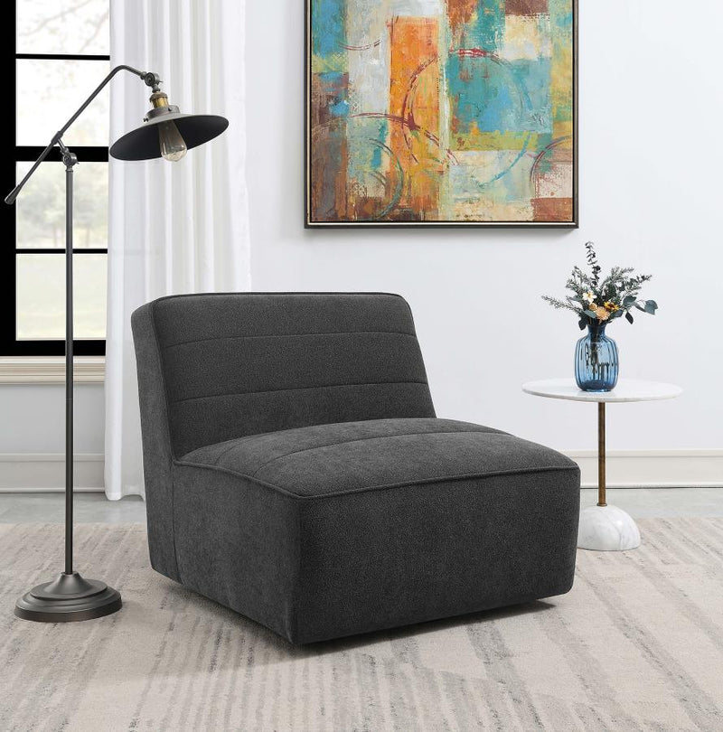 Cobie Upholstered Armless Swivel Chair Dark Charcoal-zoom-