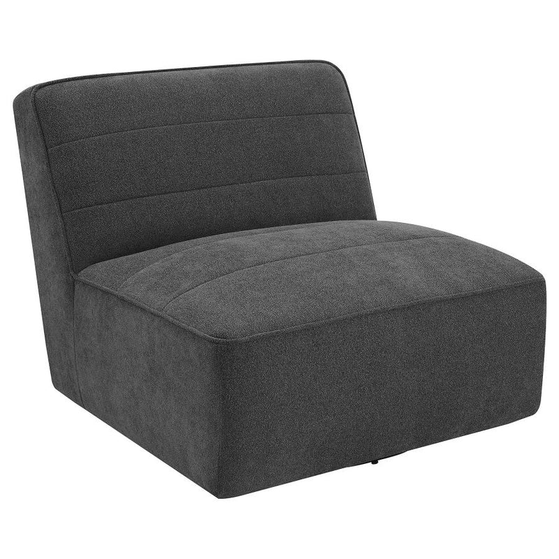 Cobie Upholstered Armless Swivel Chair Dark Charcoal-zoom-