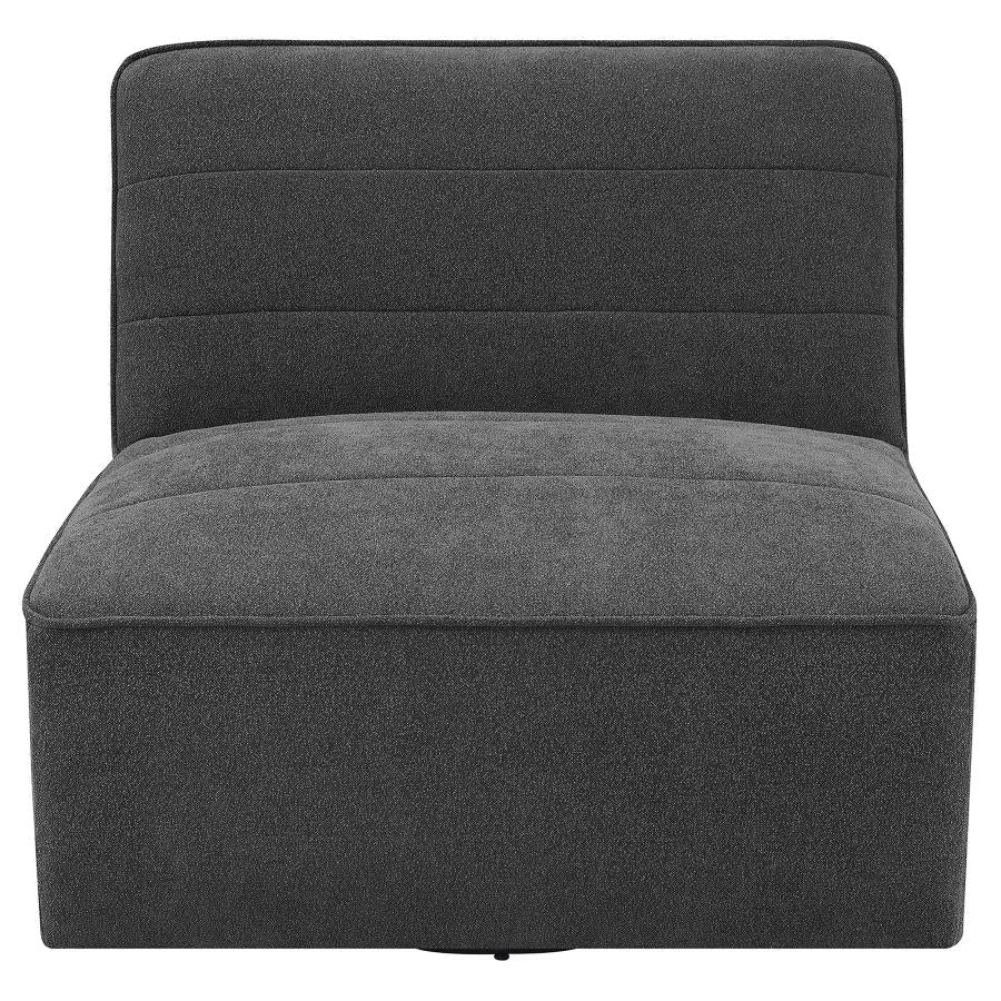 Cobie Upholstered Armless Swivel Chair Dark Charcoal-3