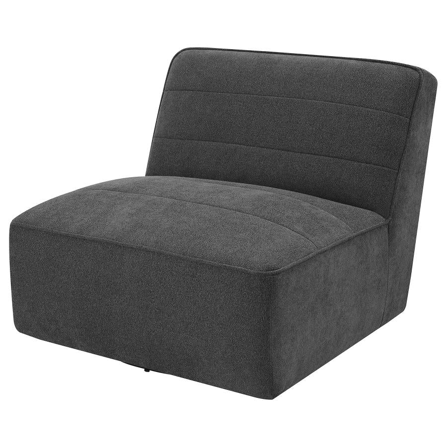 Cobie Upholstered Armless Swivel Chair Dark Charcoal-4