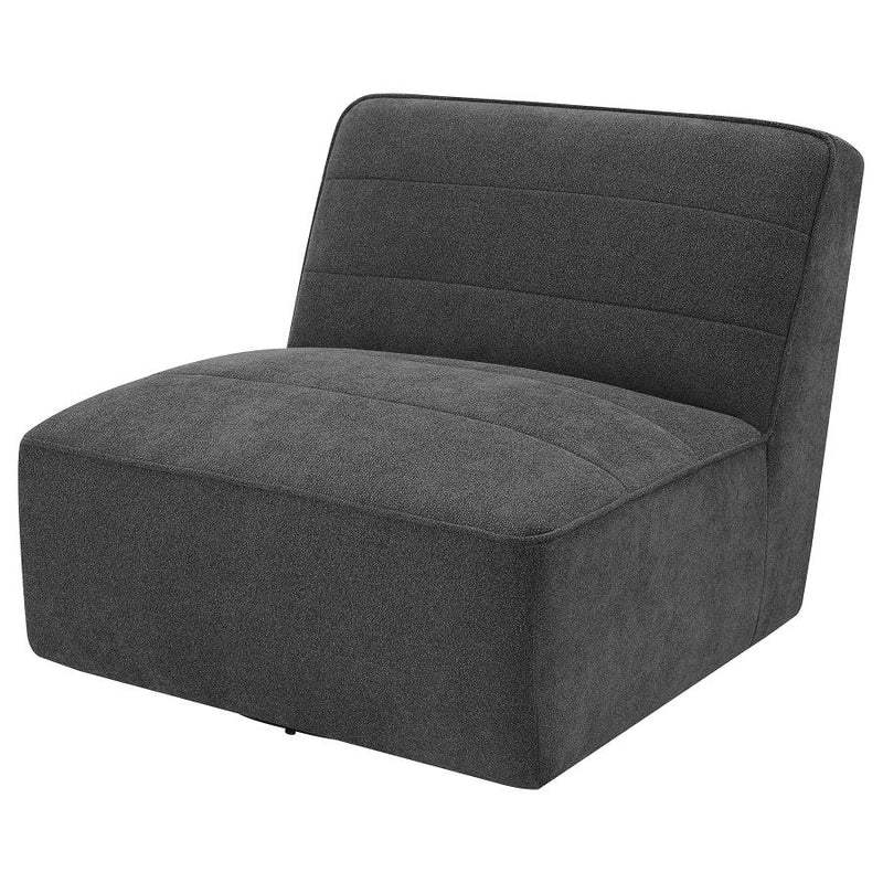 Cobie Upholstered Armless Swivel Chair Dark Charcoal-zoom-